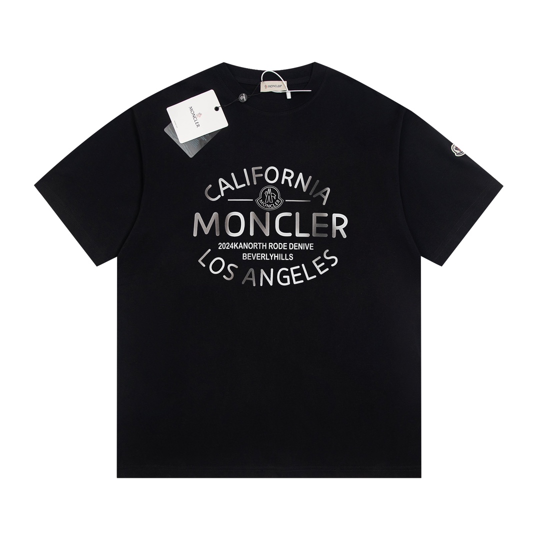 Camiseta Moncler Moncler California Los Angeles preta e branca Preto